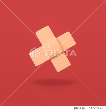 Medical Patch on Red Background 74729177