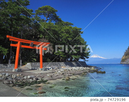 静岡県 小舟ヶ浜と富士 2月 静岡県 小舟ヶ浜と富士 2月 74729196
