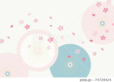 原画】和風イラスト 桜と和傘 額縁付き モダン和風アート（桜と