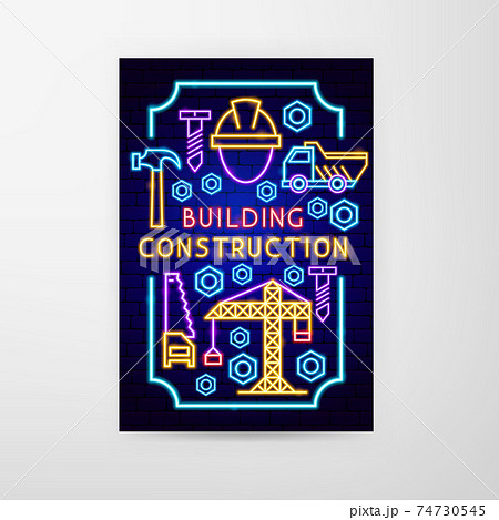 Building Construction Neon Flyer 74730545