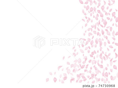 水彩風 淡いピンクの桜の花びらが舞う 右側 のイラスト素材