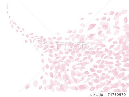 水彩風 淡いピンクの桜の花びらが舞う 広め のイラスト素材