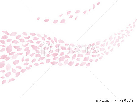 水彩風 淡いピンクの桜の花びら舞うのイラスト素材