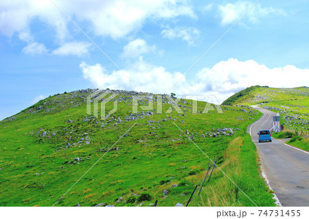 四国カルスト・空に向かう天空の道をドキドキしながらドライブ・姫鶴平付近・愛媛県・高知県(7) 74731455