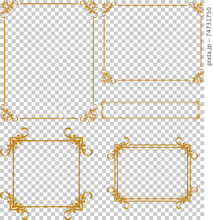 おしゃれなカリグラフィーフレーム素材 四角 セットのイラスト素材
