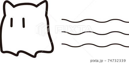 とても可愛いネコ耳付きおばけのベクターイラスト とても可愛いネコ耳付きおばけのベクターイラスト 74732339