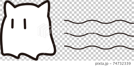 とても可愛いネコ耳付きおばけのベクターイラスト とても可愛いネコ耳付きおばけのベクターイラスト 74732339