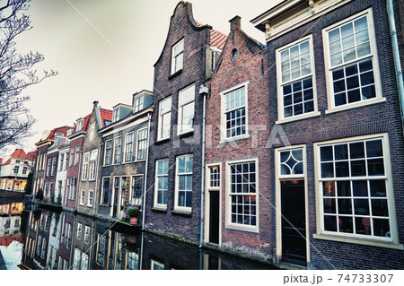 Street in historic Delft, Holland Street in historic Delft, Holland 74733307