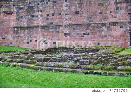 Section of the foundations of the roman fortress in Chester, UK. 74735796