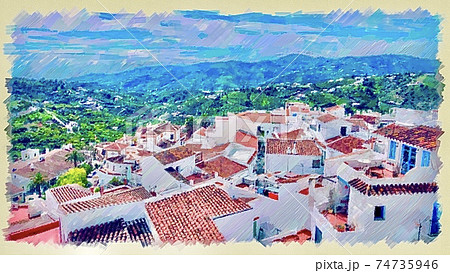 スペイン フリヒリアナの美しい風景のイラスト素材
