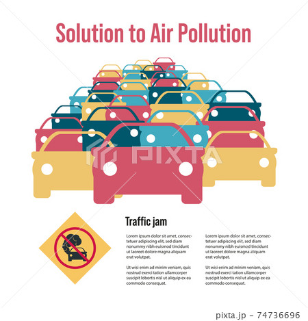 Many cars of different colors. Road congestion. Traffic jams. Automotive sharp or pattern. Solution to Air Pollution Many cars of different colors. Road congestion. Traffic jams. Automotive sharp or pattern. Solution to Air Pollution 74736696