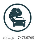 Car icon with exhaust gases. Exhaust fumes. Environmental pollution. Smog 74736705