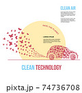 A car in the form of a cloud of butterflies. Exhaust fumes in the form of a cloud of butterflies. Environmental protection concept. Poster 74736708