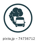 Bus icon with exhaust gases. Traffic fumes. Environmental pollution. Smog 74736712