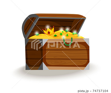Treasure chest isometric cartoon. Wooden open... - Stock Illustration  [74737104] - PIXTA