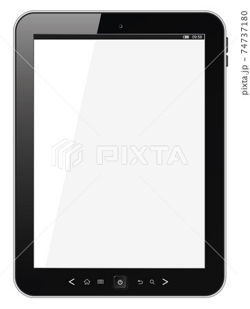 Modern portable touch pad device. Realistic black tablet pc computer with blank screen isolated on white background. Vector illustration 74737180