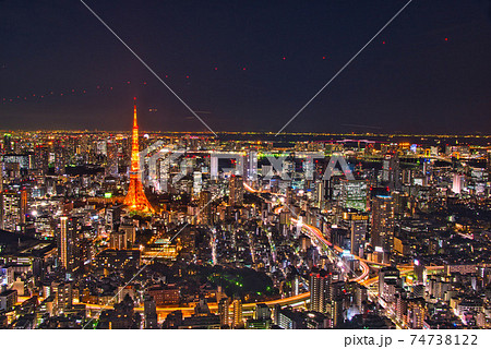 東京夜景と東京タワーの写真素材