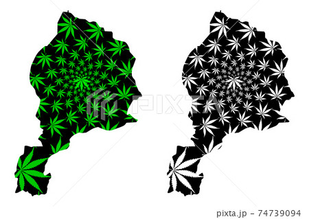 Jowzjan Province (Islamic Republic of Afghanistan, Provinces of Afghanistan) map is designed cannabis leaf green and black, Jawzjan or Jozjan map made of marijuana (marihuana,THC) foliage.... 74739094