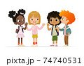 Group of school friends talk to each other.School friends have fun. Multicultural friends have fun 74740531