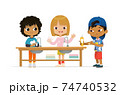 Prevents the flu and infection from the covid-19. Wash your hands illustration. Multicultural Children wash their hands. Health care concept vector illustration 74740532