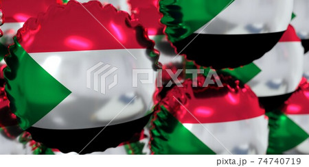 Balloons with flag of Sudan. Holiday concept, 3D rendering 74740719