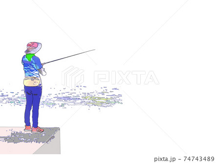 釣り女子のイラスト素材