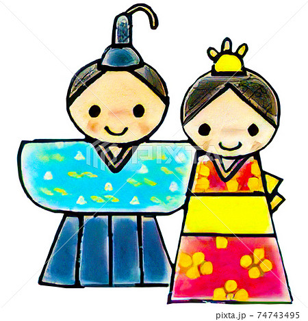 かわいい雛人形のイラスト 74743495