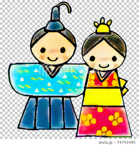 かわいい雛人形のイラスト 74743495