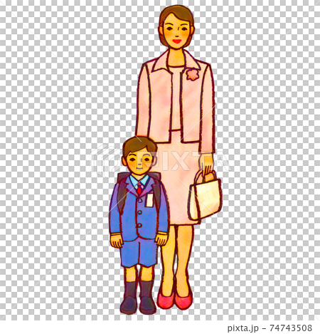 お母さんと息子のシンプルなイラストのイラスト素材