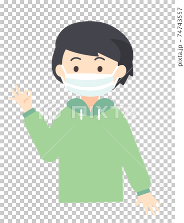 一個戴著口罩沒事的孩子 74743557