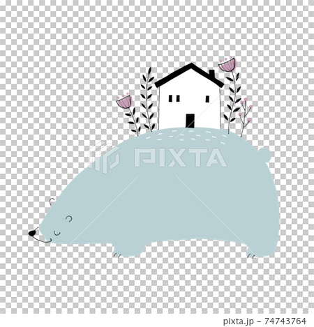手描きのクマと家 手描きのクマと家 74743764