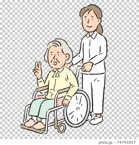 Person_Nursing_Wheelchair_Elderly Woman_Career... - Stock Illustration ...