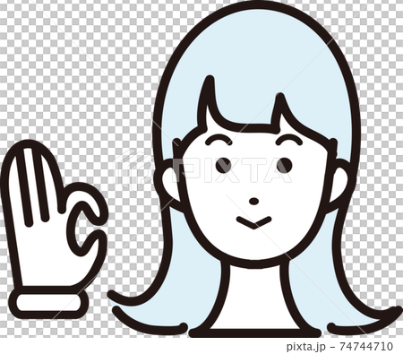 女性 Ok 笑顔 手 ポーズ 表情 顔 アイコン イラストのイラスト素材