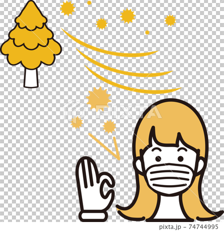 面具女性花粉病雪松病毒病預防花粉人圖標說明 面具女性花粉病雪松病毒病預防花粉人圖標說明 74744995