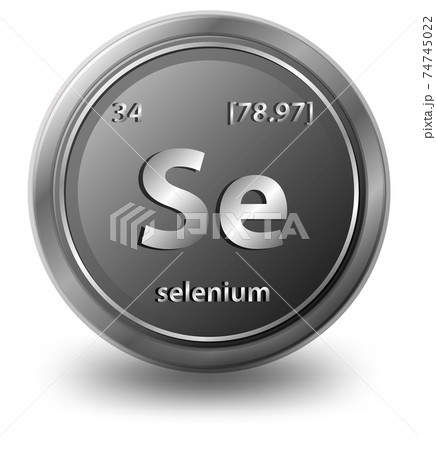 Selenium chemical element. Chemical symbol with atomic number and atomic mass. 74745022