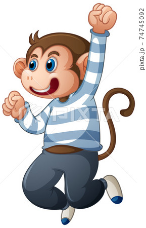 A cute monkey wearing t-shirt cartoon character isolated on white background 74745092