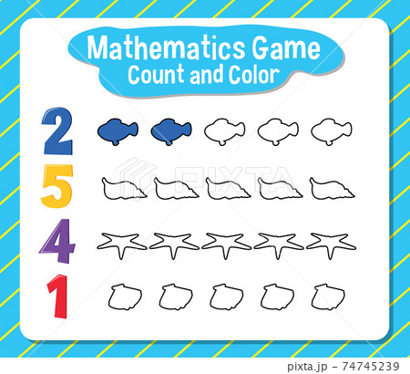 Mathematics game count and color worksheet for student 74745239