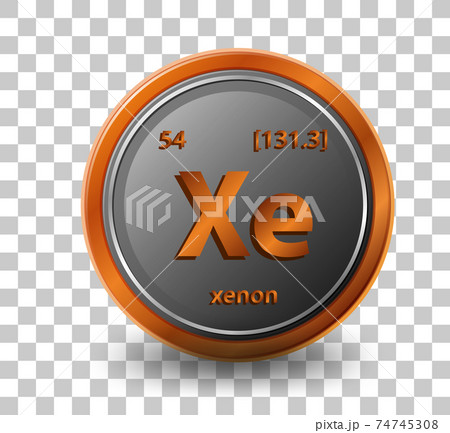 Xenon chemical element. Chemical symbol with atomic number and atomic mass. Xenon chemical element. Chemical symbol with atomic number and atomic mass. 74745308