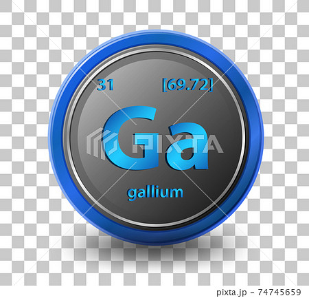Gallium chemical element. Chemical symbol with atomic number and atomic mass. 74745659