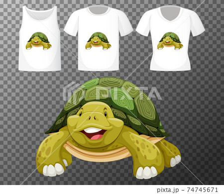 Set of different shirts with turtle cartoon character isolated on transparent background Set of different shirts with turtle cartoon character isolated on transparent background 74745671