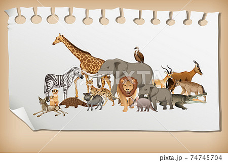 Group of wild african animal on paper 74745704