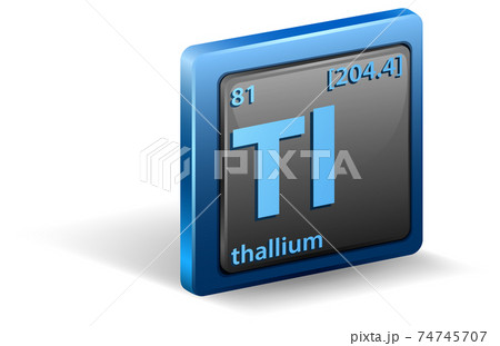 Thallium chemical element. Chemical symbol with atomic number and atomic mass. 74745707
