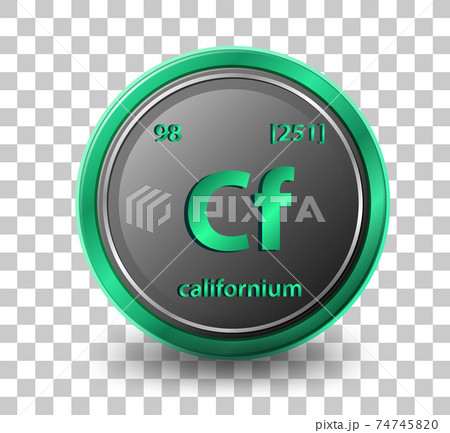 Californium chemical element. Chemical symbol with atomic number and atomic mass. 74745820
