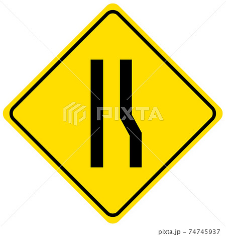 Warning sign for a road narrowing on the right 74745937