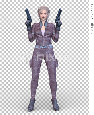 銃を持つ女性 74746773