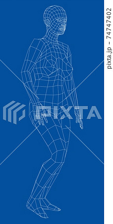 Wireframe ballerina in dance pose. Vector 74747402