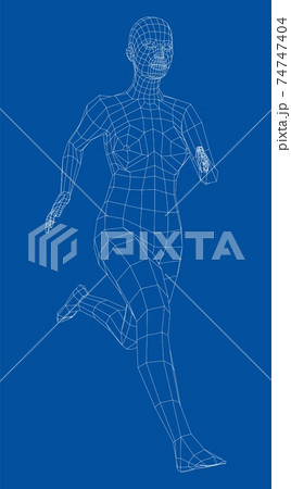 Wireframe running woman. Vector Wireframe running woman. Vector 74747404