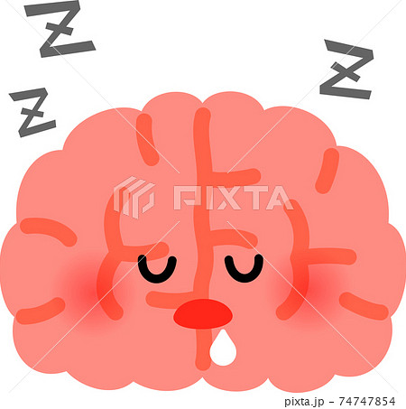 眠っている脳のキャラクターのイラスト素材