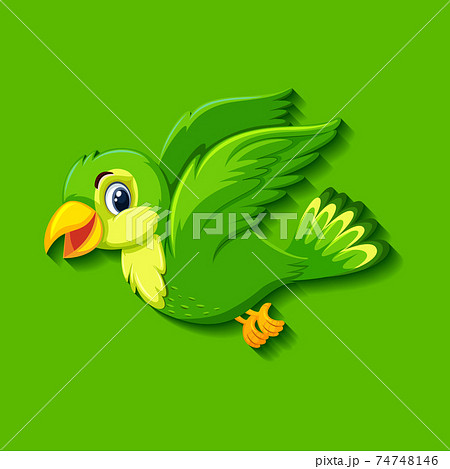 Cute green bird cartoon character 74748146