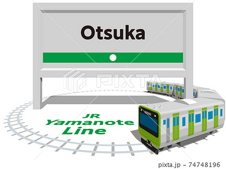Otsuka　JR山手線のフレームとパネル　日本東京　ベクターイラスト背景透明 74748196